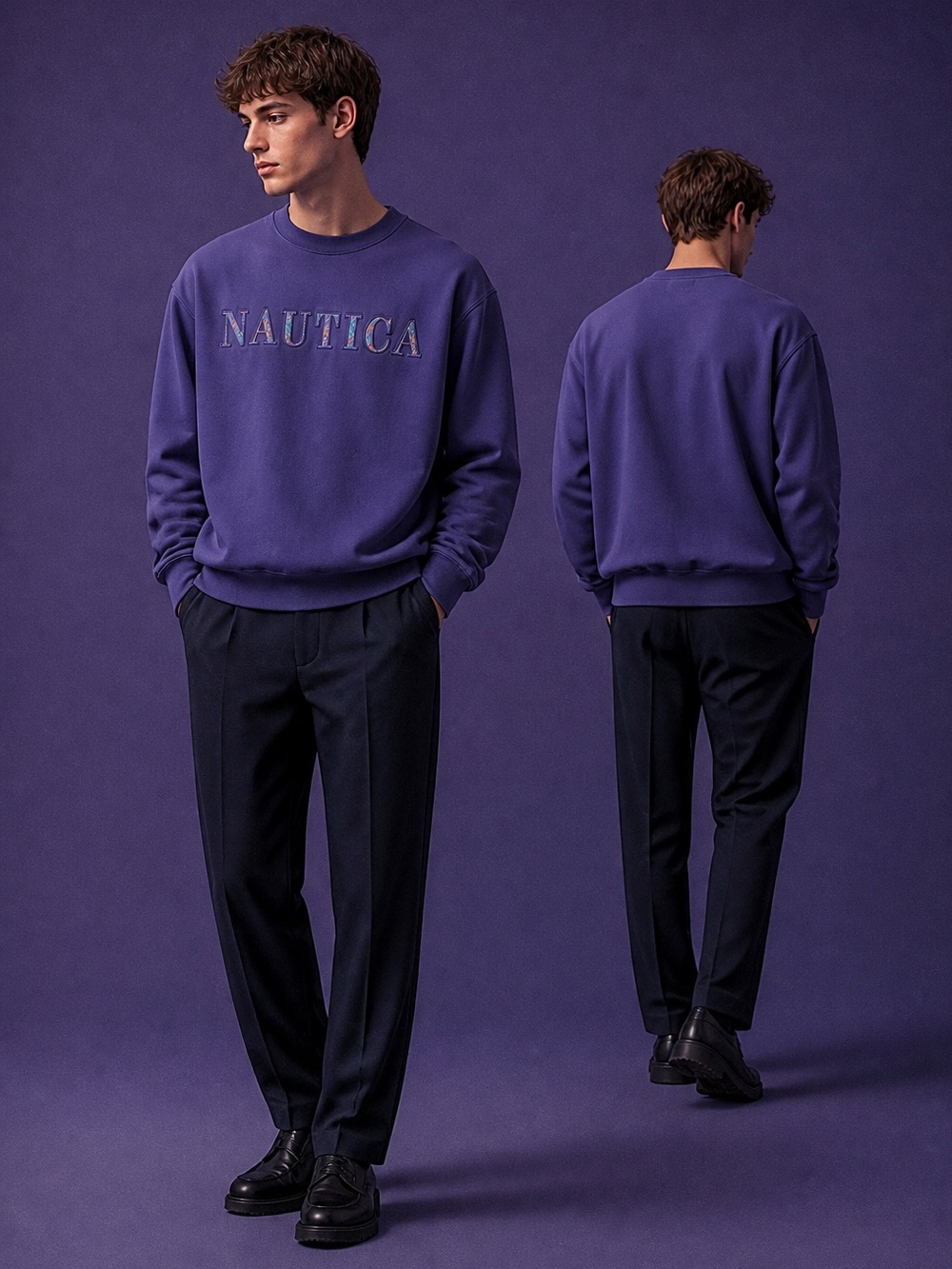 Vintage 90s Nautica Faded Embroidered Logo Lettering Sweatshirt Mens Size L